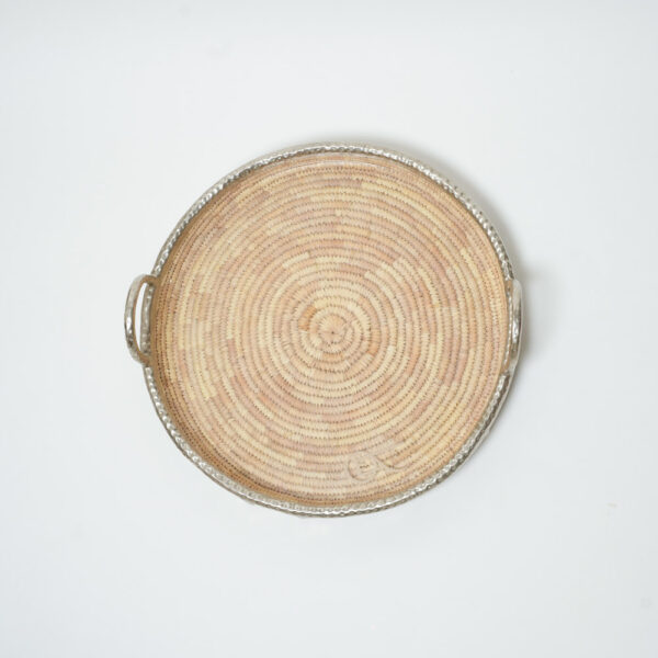 Plateau "cuivre/rotin"